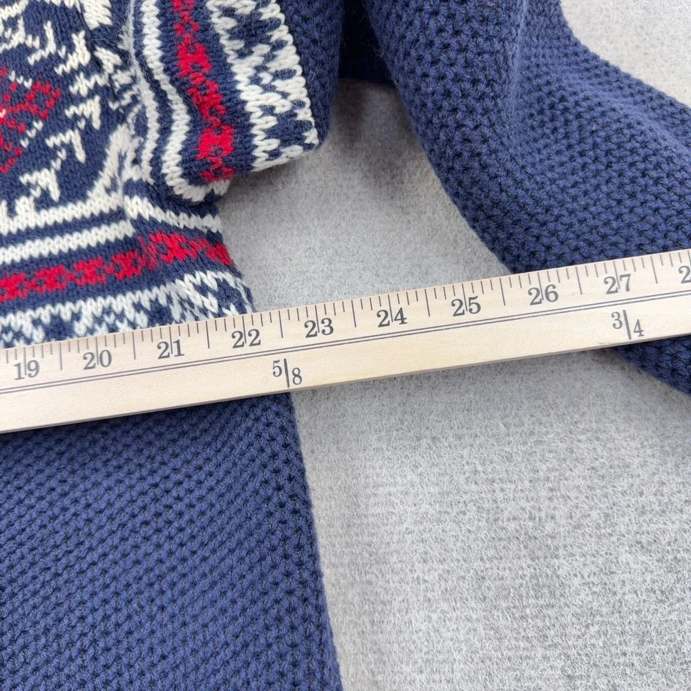 Izod Sweater Men XL Blue Pullover Quarter Zip Heavy Knit Nordic Lodge Ski Rib